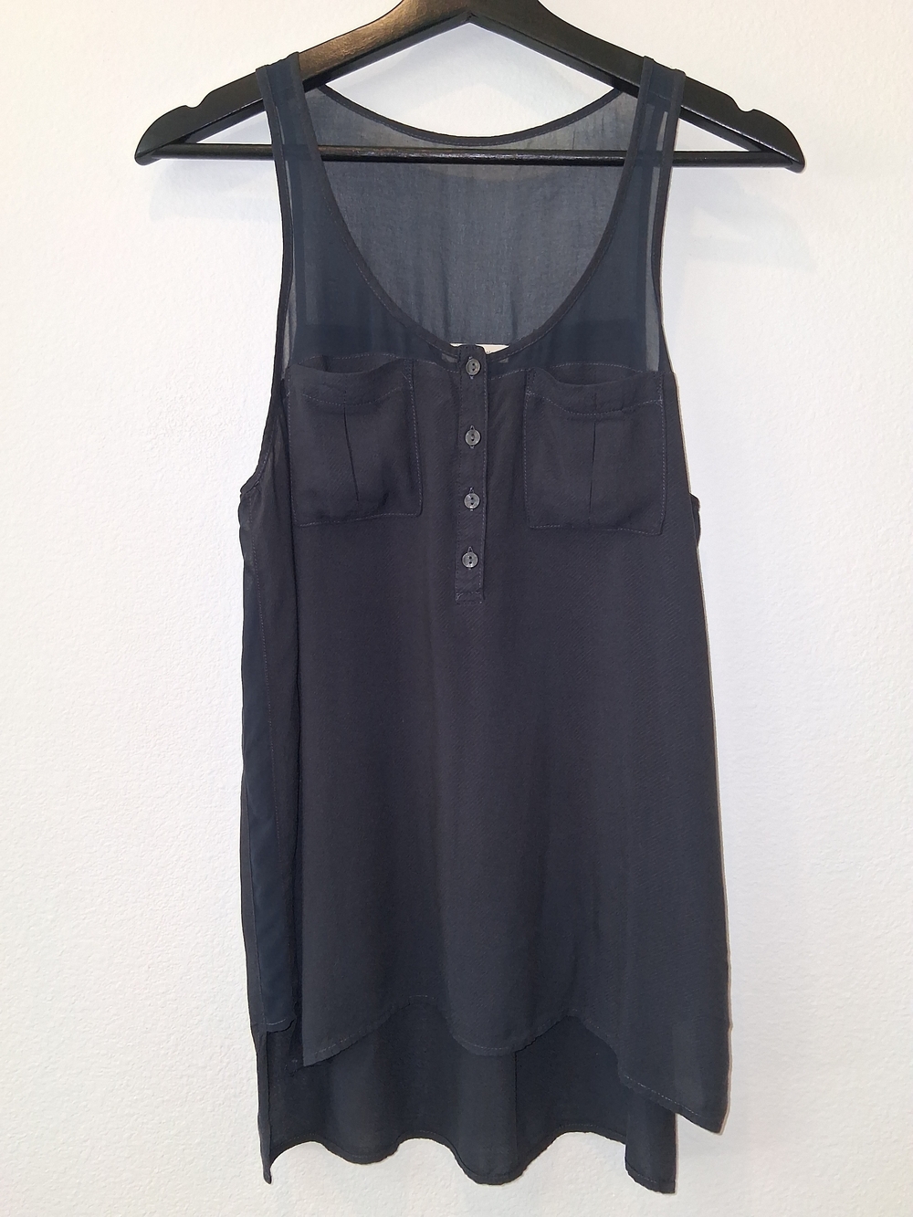 silence + noise Dark Navy Button-Front Scoop Tank